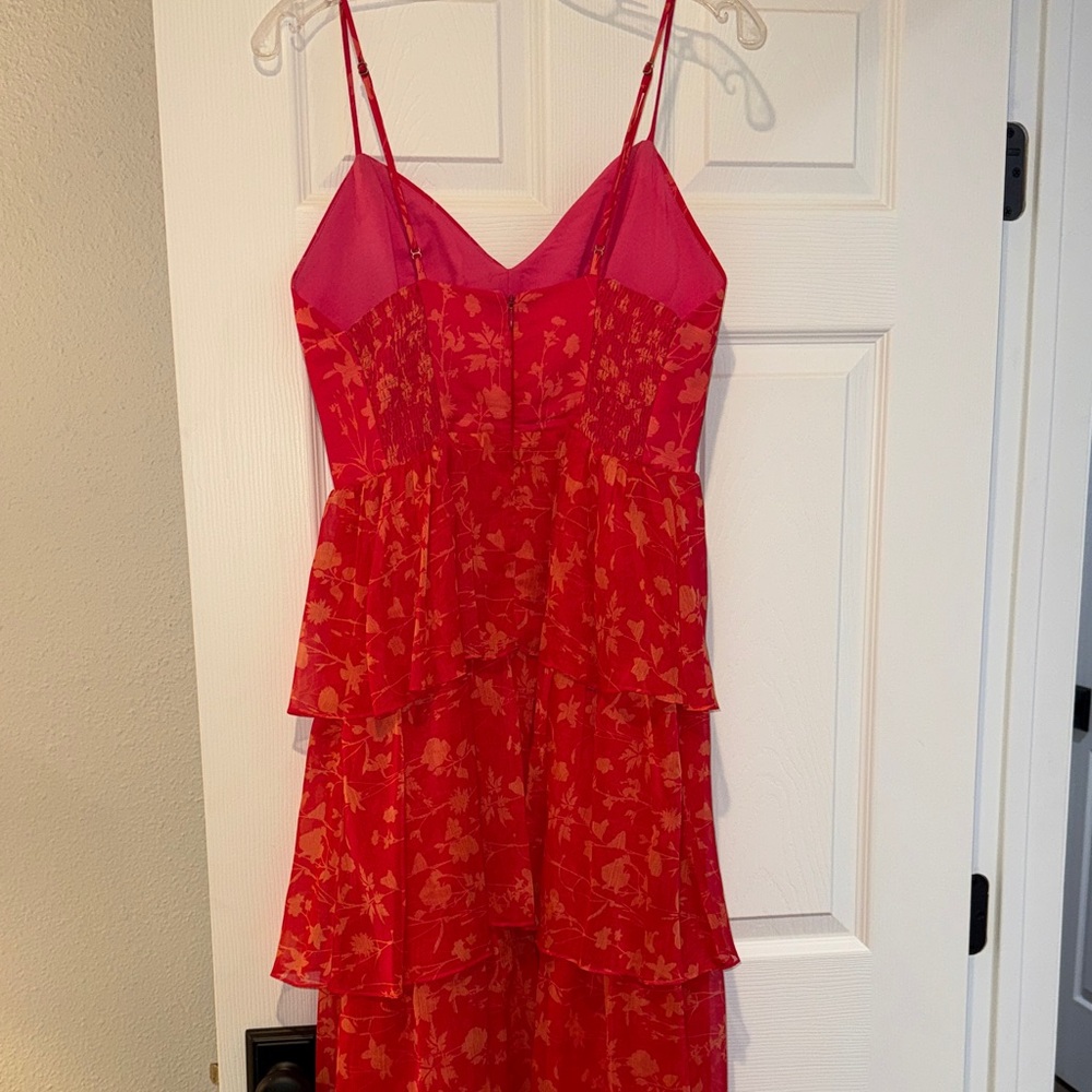 Amanda Uprichard Pink Floral Tiered Spaghetti-Strap Gown - Picture 11 of 14